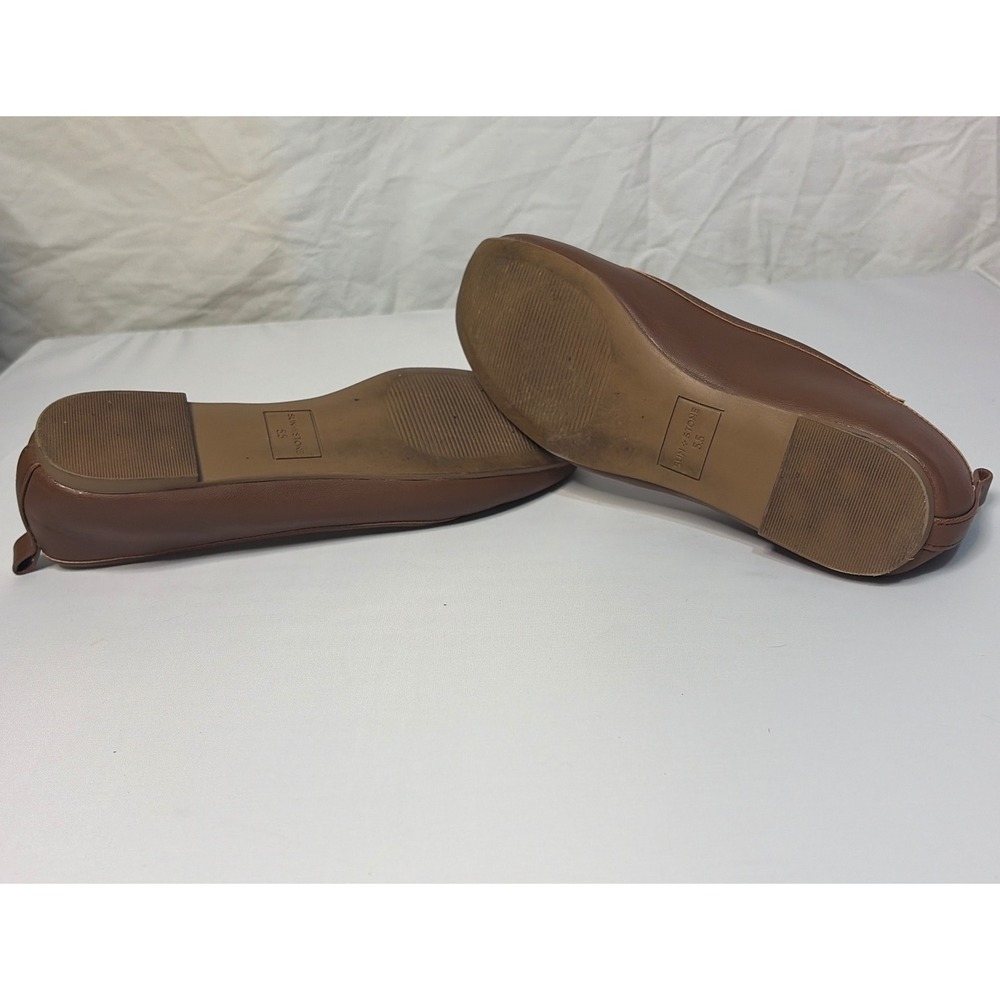 Sun + Stone Avvery Brown Square Toe Ballet Flats Womens 5.5 Cognac Slip On Shoes - Picture 7 of 10